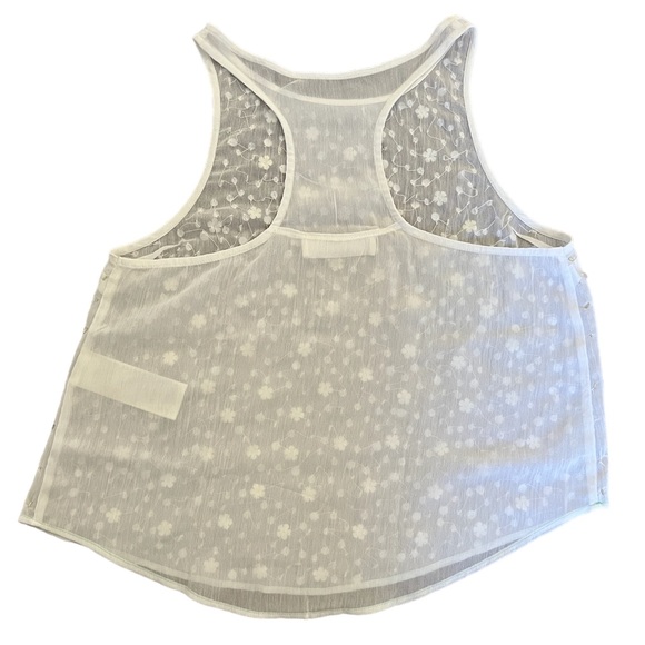 Vintage Abercrombie & Fitch Floral Sequin Sheer Racerback Tank Top - Picture 2 of 5